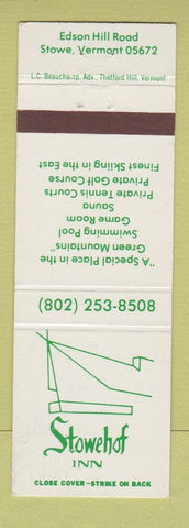 Matchbook Cover - Stowehof Inn Stowe VT