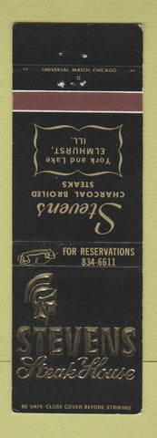 Matchbook Cover - Stevens Steak House Elmhurst IL