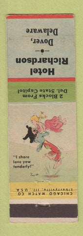 Matchbook Cover - Hotel Richardson Dover DE hillbilly