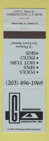 Matchbook Cover - Gregoria Associated Pools Spas Hot Tubs Torrington CT