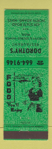 Matchbook Cover - Dorothy's Restaurant North Adams MA