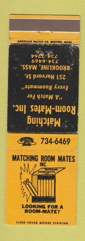 Matchbook Cover - Room Mate Matching Brookline MA WEAR