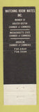 Matchbook Cover - Room Mate Matching Brookline MA WEAR