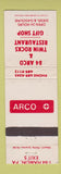 Matchbook Cover - Arco oil gas Twin Rocks Restaurant Hamlin PA WEAR