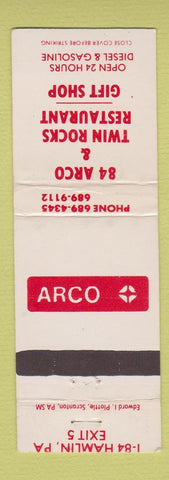 Matchbook Cover - Arco oil gas Twin Rocks Restaurant Hamlin PA WEAR