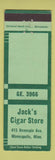 Matchbook Cover - Jack's Cigar Store Minneapolis MN