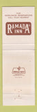 Matchbook Cover - Adam's Restaurant Ramada Inn Mobile Mongomery AL