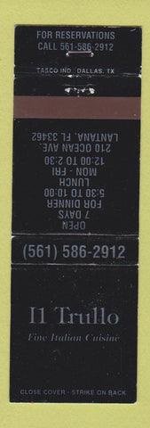 Matchbook Cover - Il Trullo Italian Lantana FL