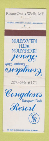 Matchbook Cover - Congdon's Racquet Club Resort Wells ME
