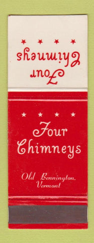 Matchbook Cover - Four Chimneys Old Bennington VT Continental Match