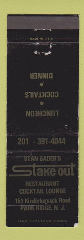 Matchbook Cover - Stan Bader's Stake Out Park Ridge NJ WEAR