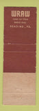 Matchbook Cover - WRAW Radio Reading PA NBC WEAR