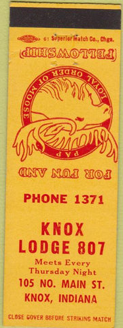 Matchbook Cover - Matchbook Cover Moose Lodge Knox IN