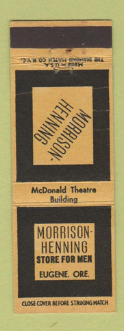 Matchbook Cover - Morrison Henning Men's Clothes Eugene OR