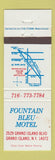 Matchbook Cover - Fountain Bleu Motel Grand Island NY STAINED