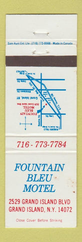 Matchbook Cover - Fountain Bleu Motel Grand Island NY STAINED