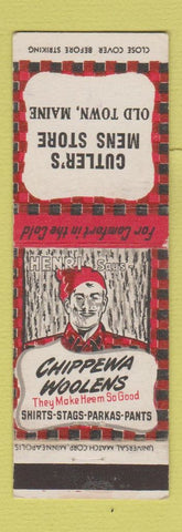 Matchbook Cover - Cutler's Men's Clothes Old Town ME Chippewa Woolens