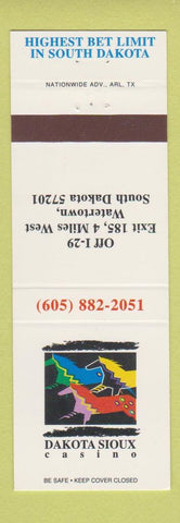 Matchbook Cover - Dakota Sioux Casino Watertown SD