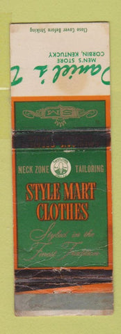 Matchbook Cover - Style Mart Men's Clothes Corbin KY MISCUT WORN