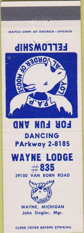 Matchbook Cover - Matchbook Cover Moose Lodge Wayne MI