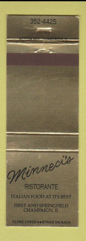 Matchbook Cover - Minneci's Ristorante Italian Champaign IL