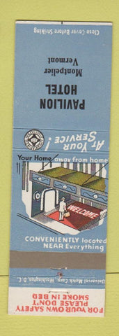 Matchbook Cover - Pavilion Hotel Montpelier VT