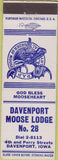 Matchbook Cover - Matchbook Cover Moose Lodge Davenport IA