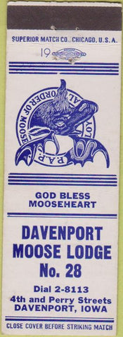 Matchbook Cover - Matchbook Cover Moose Lodge Davenport IA