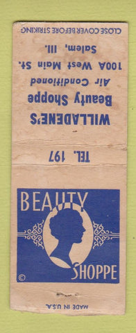 Matchbook Cover - Willadene's Beauty Shop Salem IL BOBTAIL WORN