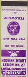 Matchbook Cover - Matchbook Cover Moose Lodge Hoosier Heart IN