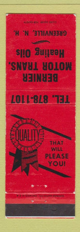 Matchbook Cover - Bernier Motor Trans Heating Oils Greenville NH