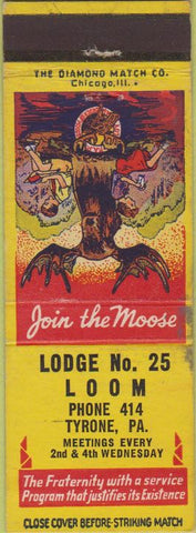 Matchbook Cover - Matchbook Cover Moose Lodge Tyrone PA WEAR