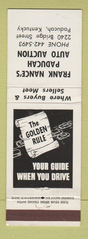 Matchbook Cover - Frank Nance's Paducah KY Auto Auction