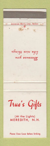 Matchbook Cover - True's Gifts Meredith NH WEAR
