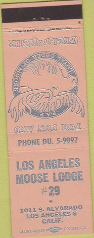 Matchbook Cover - Matchbook Cover Moose Lodge Los Angeles CA peach