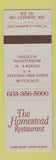 Matchbook Cover - Homestead Restaurant North Conway NH