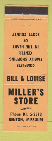 Matchbook Cover - Miller's Store Benton MO