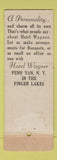 Matchbook Cover - The Wagner Penn Yan NY