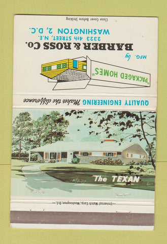 Matchbook Cover - Barber Ross Homes Washington DC 40 Strike