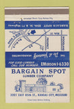 Matchbook Cover - Bargain Spot Lumber Kansas City MO 40 Strike