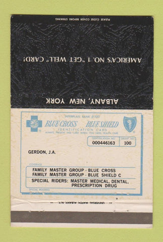 Matchbook Cover - Blue Cross Blue Shield Albany NY 40 Strike