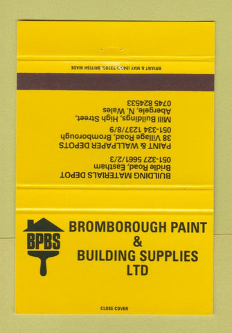Matchbook Cover - Building Materials Depot Eastham Bromborough UK  40 Strike