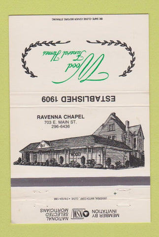 Matchbook Cover - Wood Funeral Homes Ravenna OH 40 Strike