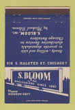 Matchbook Cover - S Bloom Chicago IL wholesale tobacco candy 40 Strike