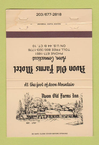Matchbook Cover - Avon Old Farms Inn Motel  40 Strike