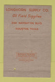 Matchbook Cover - Longhorn Supply Oil Field Houston TX 40 Strike
