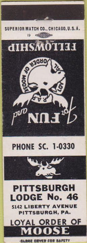 Matchbook Cover - Matchbook Cover Moose Lodge Pittsburgh PA