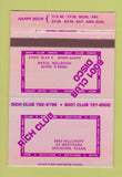 Matchbook Cover - Rich Club 8001 Club Disco Houston TX 40 Strike