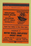 Matchbook Cover - Motor Wheel Credit Union Lansing MI 40 Strike