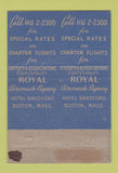 Matchbook Cover - Royal Aircoach Hotel Bradford Boston MA DOUBLE PRINT 40 Strike